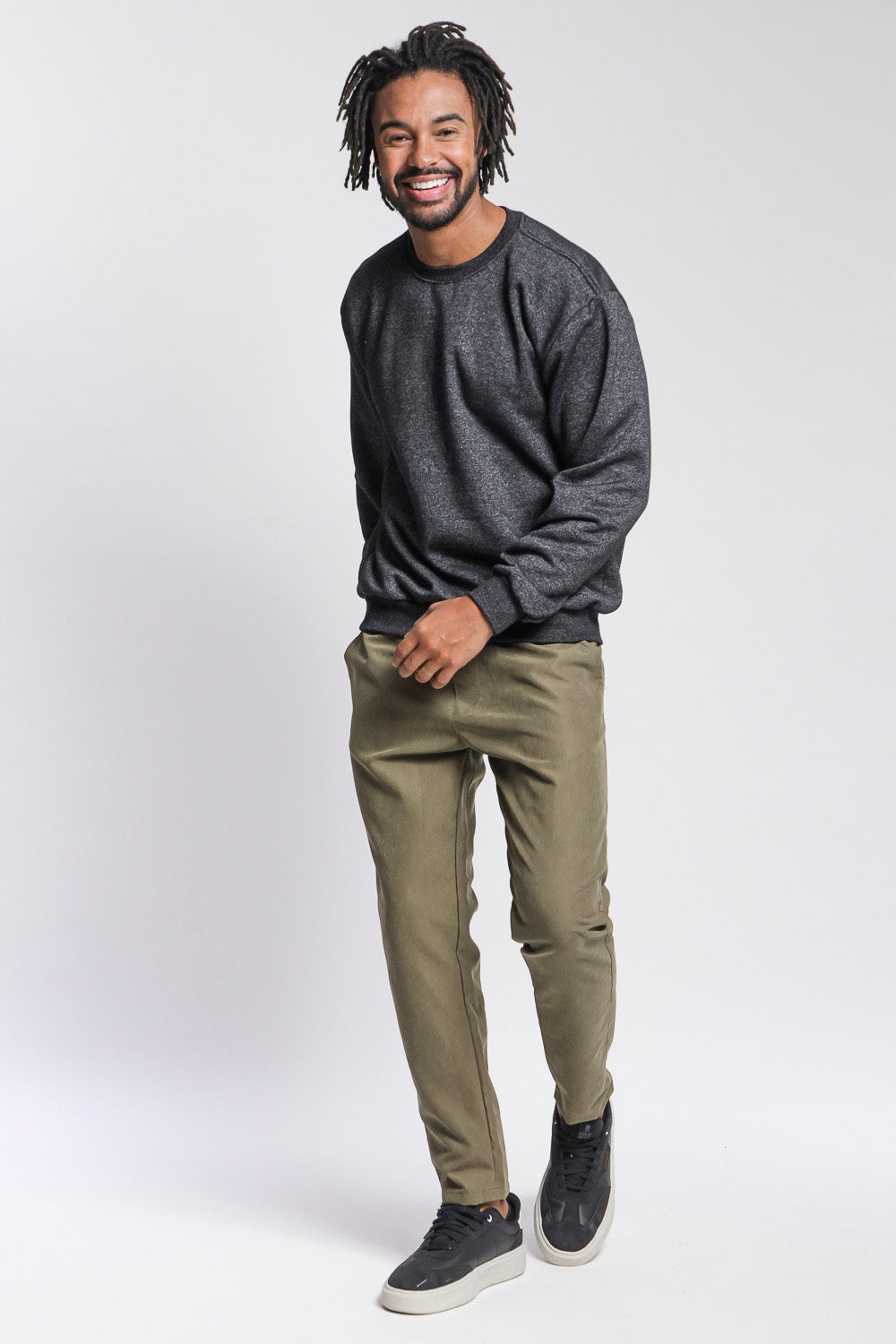Men's Crewneck Sweatshirt - Fleece Pullover, Lightweight Casual Long-Sleeve Top, Comfortable Cotton-Blend