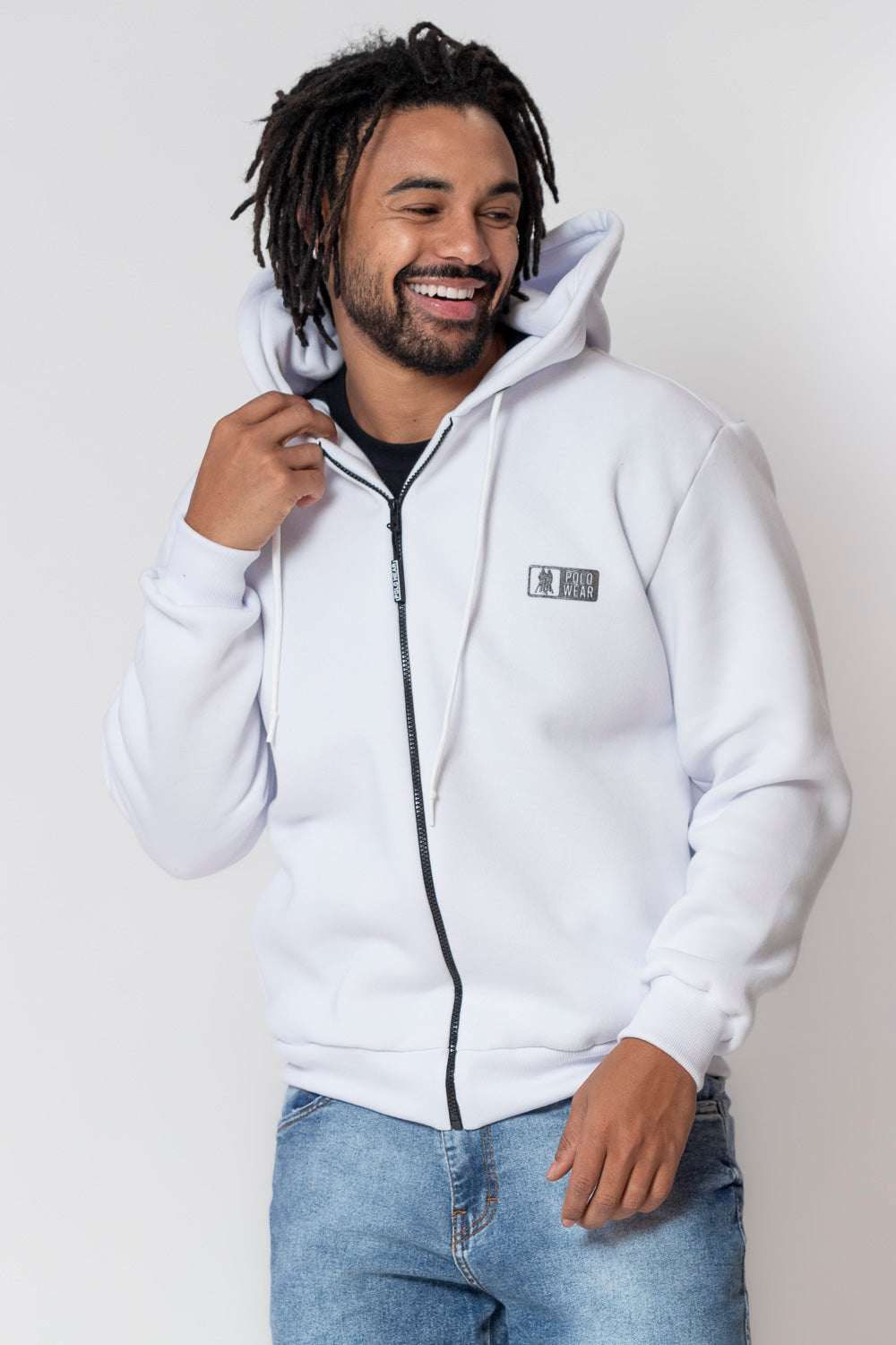Men's Full-Zip Fleece Hoodie Soft Cotton Blend Sweatshirt with Adjustable Hood and Front Pockets