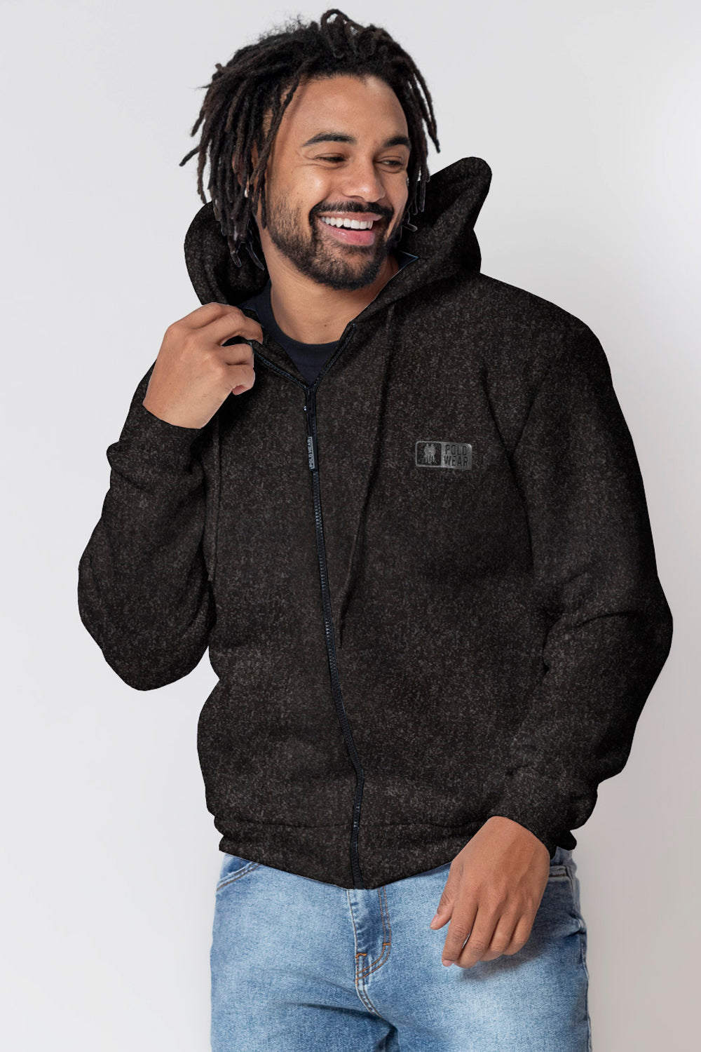 Men's Full-Zip Fleece Hoodie Soft Cotton Blend Sweatshirt with Adjustable Hood and Front Pockets