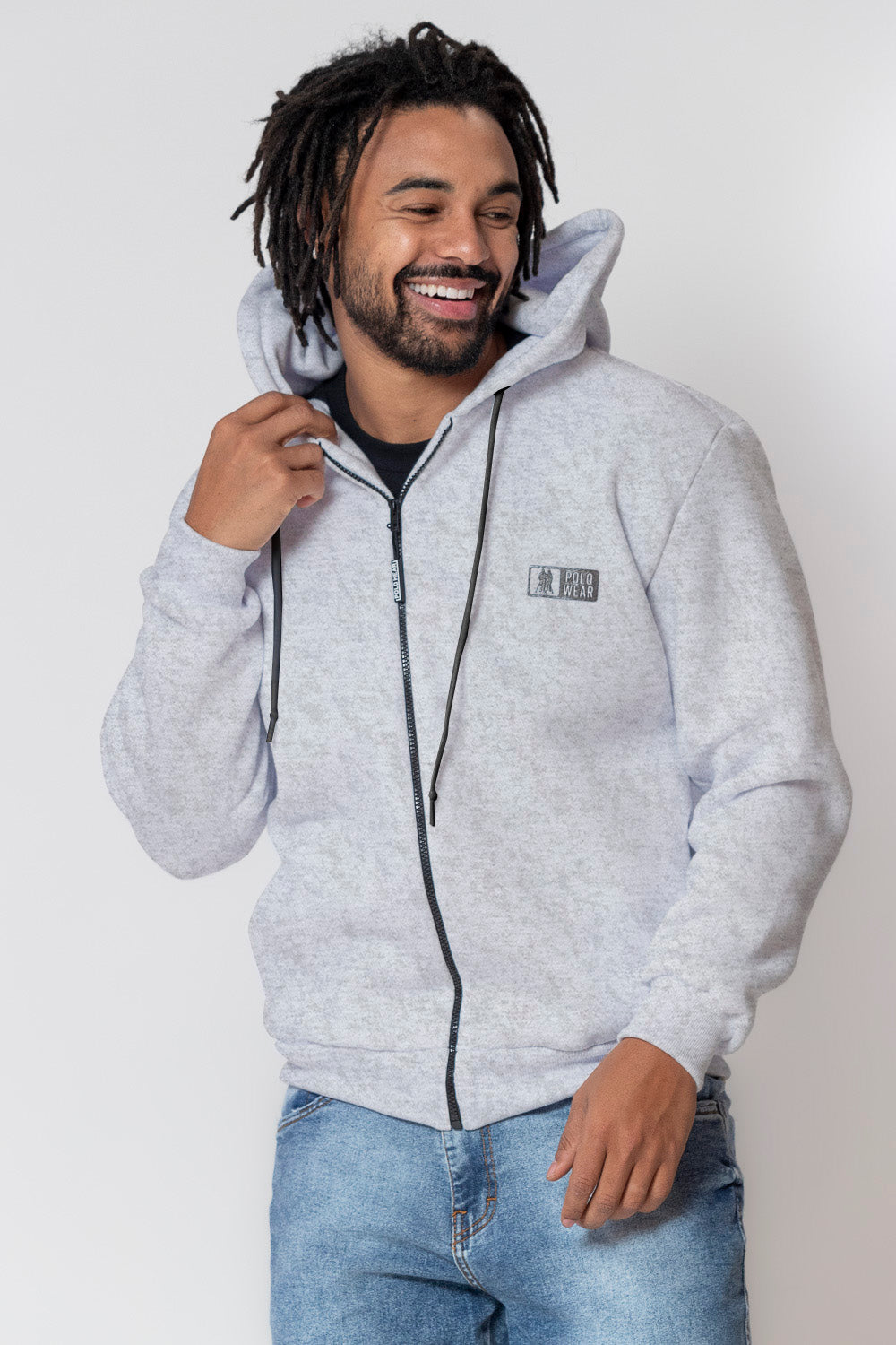 Men's Full-Zip Fleece Hoodie Soft Cotton Blend Sweatshirt with Adjustable Hood and Front Pockets