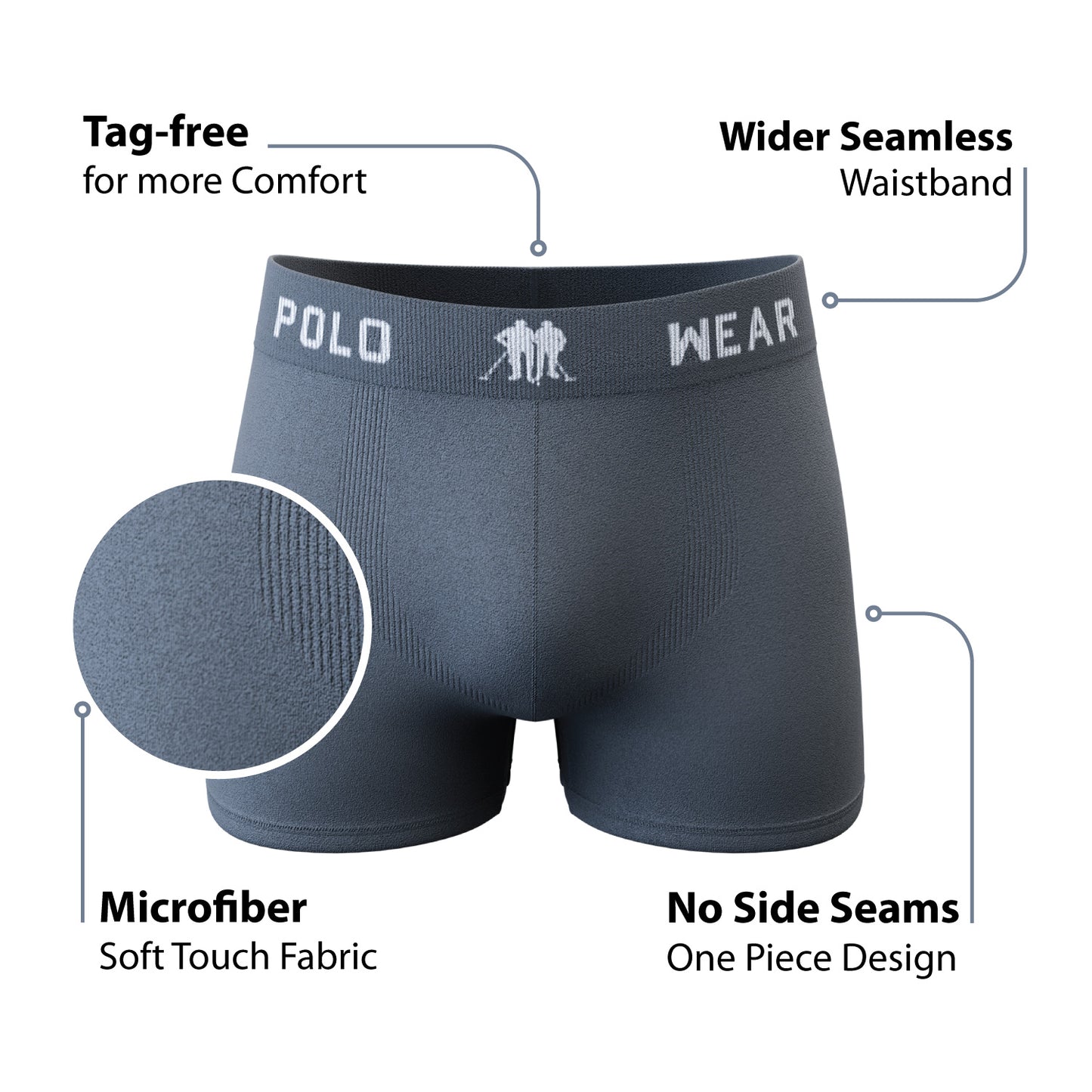 Polo Wear Men’s Microfiber Trunks Underwear Soft Breathable Assorted Colors Multipack